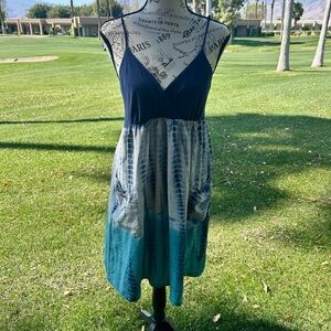 Akiko Indigo Tie Dye Silk Dress XS Festival Boho
